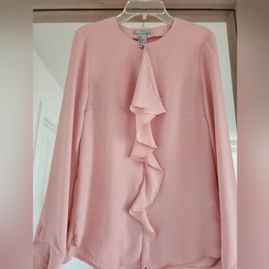H&M chiffon blush pink blouse with ruffles